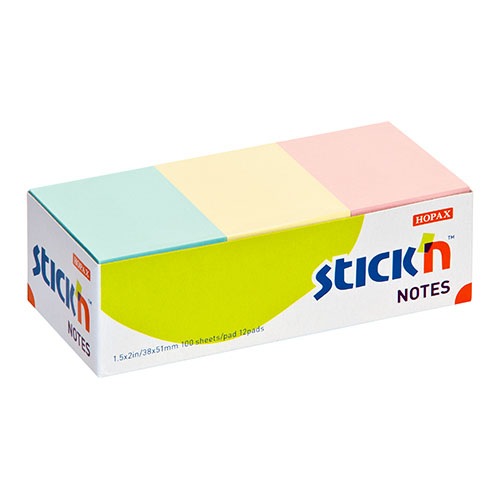 samolepici blocky stick'n mix pastelovych barev, 38x51mm