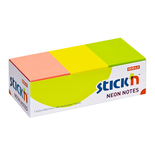 samolepici blocky stick'n mix neonovych barev, 38x51mm