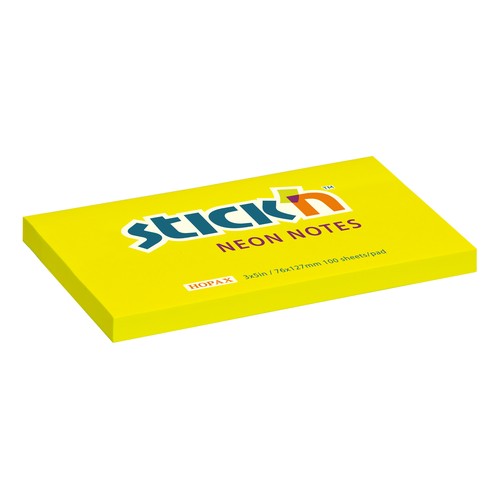 samolepici blocek stick'n neonove zluty, 76x127mm