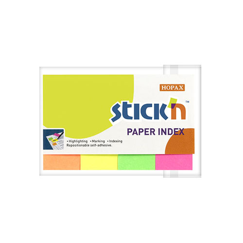 papirove samolepici zalozky stick'n neonove barvy, 50x20mm