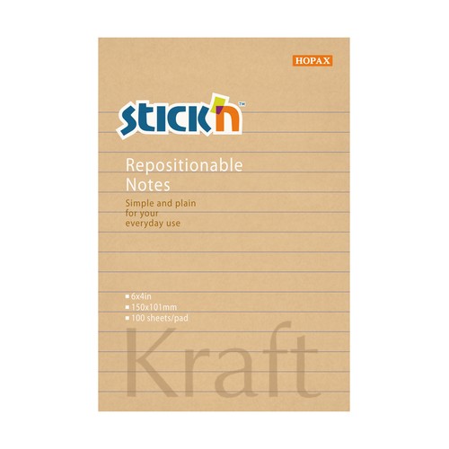 samolepici blocek stick'n kraft z prirodniho papiru linkovany, 150x101mm