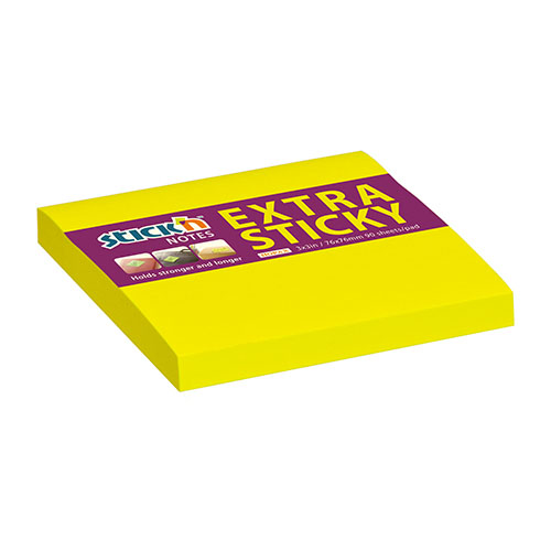 samolepici blocek stick'n extra sticky neonove zluty, 76x76mm