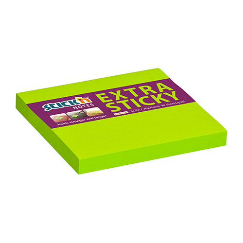 samolepici blocek stick'n extra sticky neonove zeleny, 76x76mm