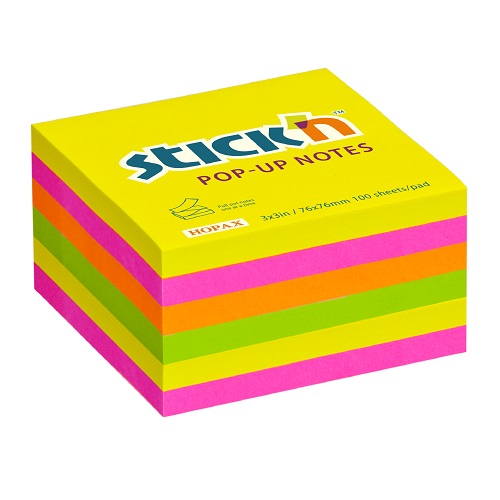 samolepici blocek stick'n pop-up mix neonových barev, 76x76mm