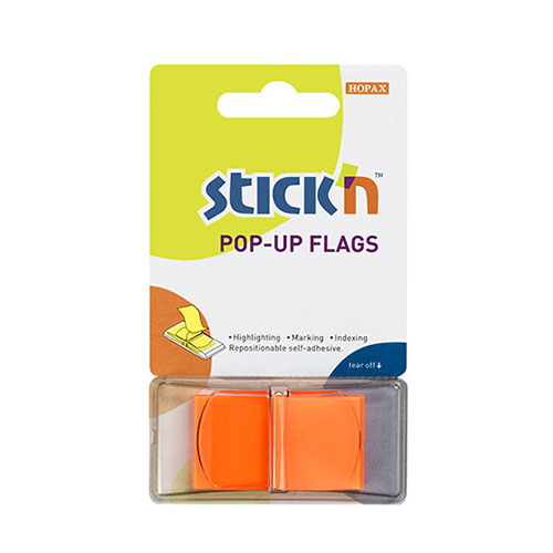 plastove samolepici zalozky stick'n pop-up neonove oranzove, 45x25mm