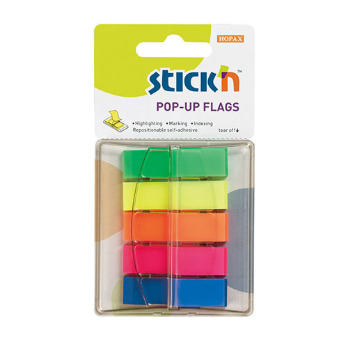 plastove samolepici zalozky stick'n pop-up neonove barvy, 45x12mm