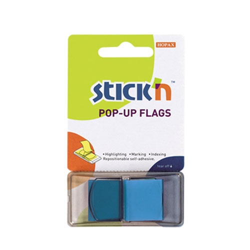 plastove samolepici zalozky stick'n pop-up neonove modre, 45x25mm